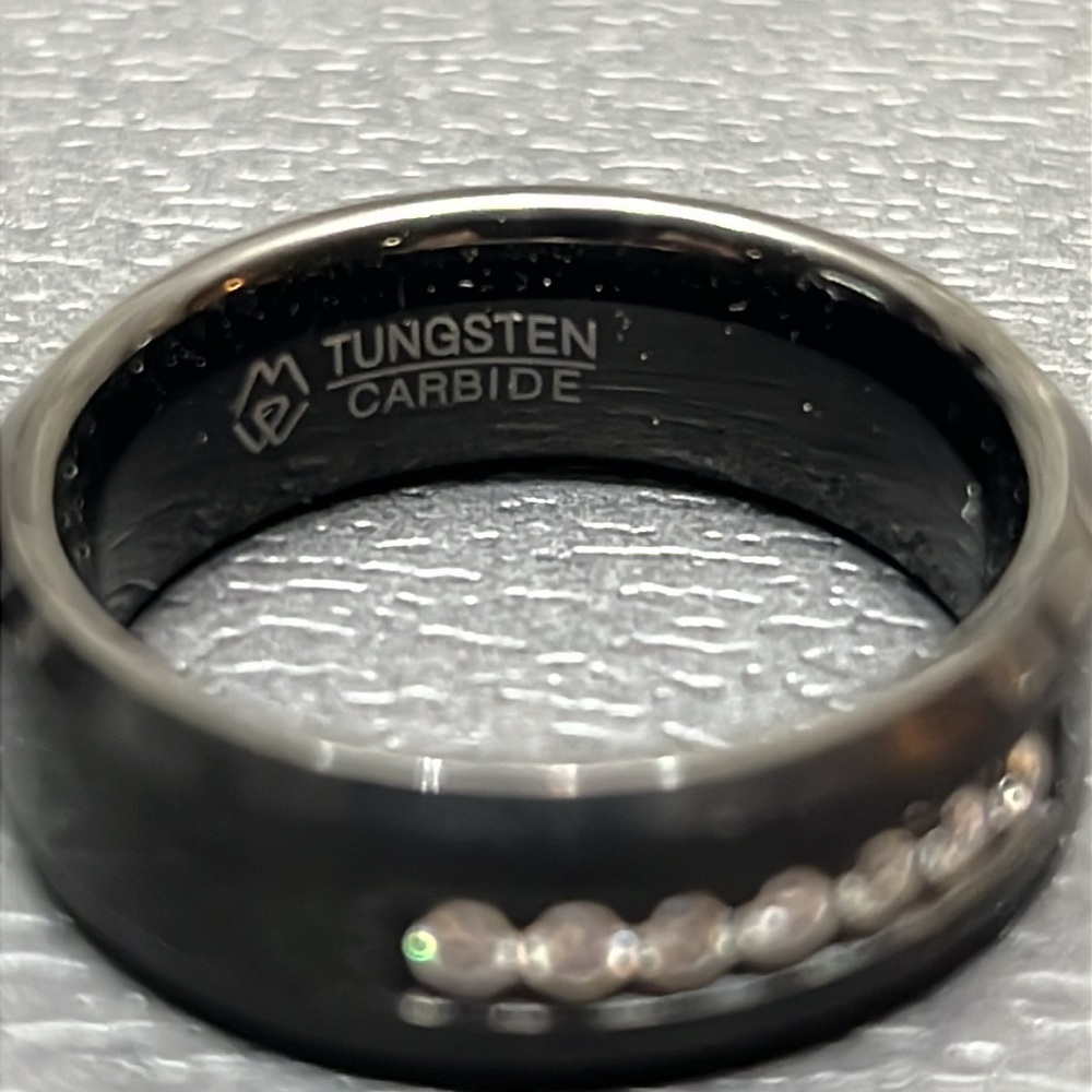 MENS TUNGSTEN MOISSANITE BLACK BAND. NWT SIZE 7-13 AVAILABLE AT REQUEST - Picture 4 of 12